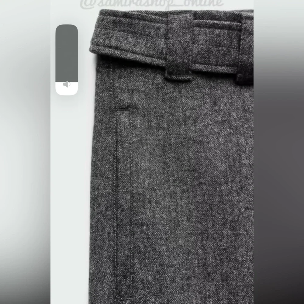 Zara Wool Blend Wide Leg Mid Rise Pants ZW Collection Gray Marl size XS NWT - Picture 13 of 16